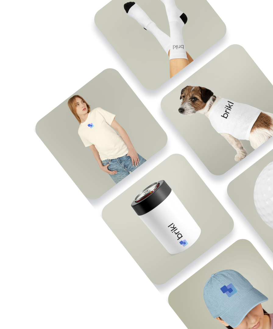 Printful Enterprise products available in the Brikl marketplace — apparel, drinkware, home goods, accessories, and more